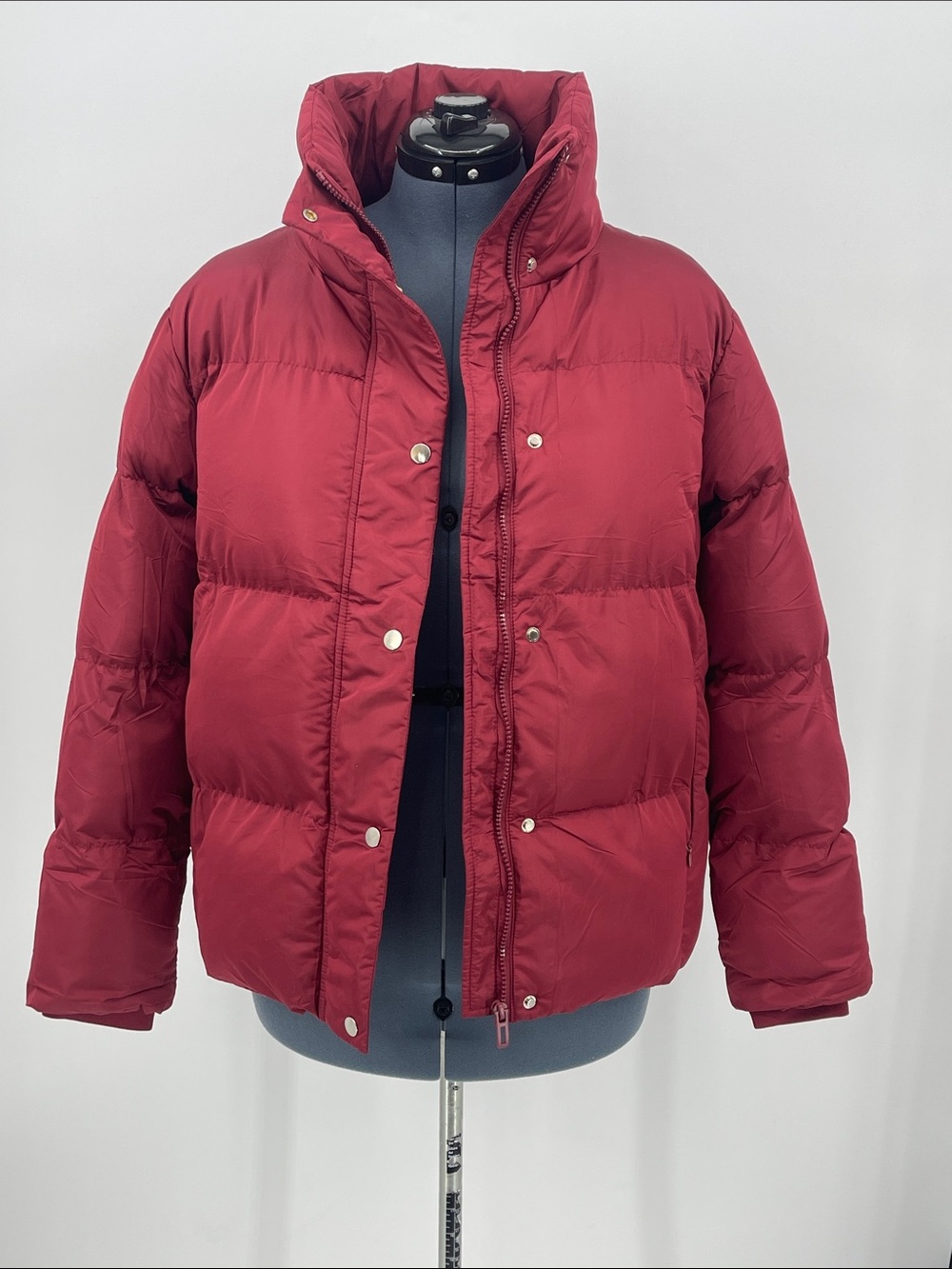 Women's Burgundy Puffer Jacket - Lightweight Insulated Coat SIZE M